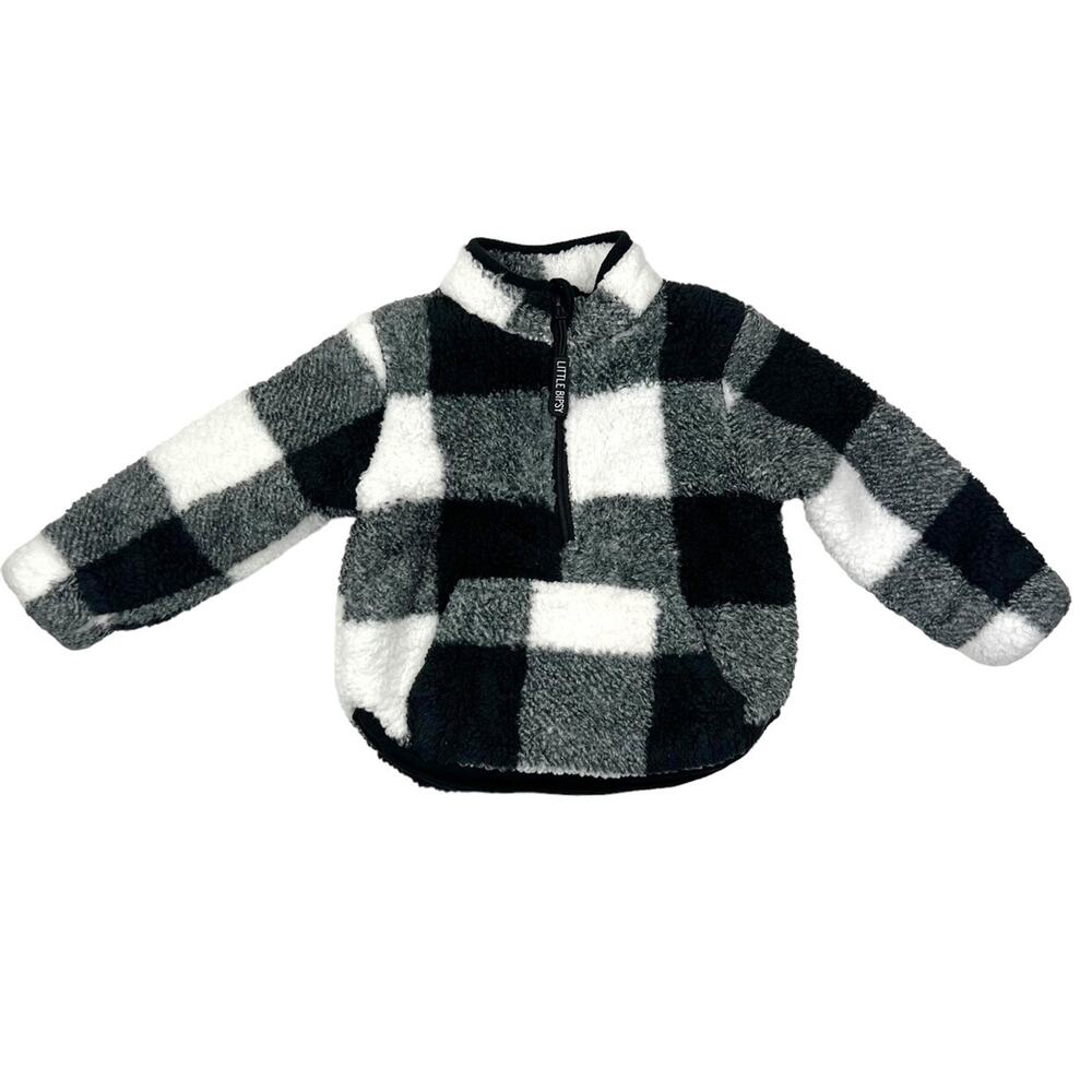 Little Bipsy Plaid Sherpa 1/4 Zip Fleece Jacket